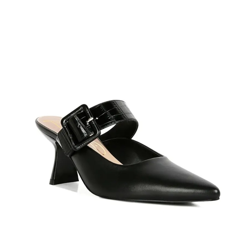 LONDON RAG Shein Star Block Heel‎ Mules in Black | Size 7